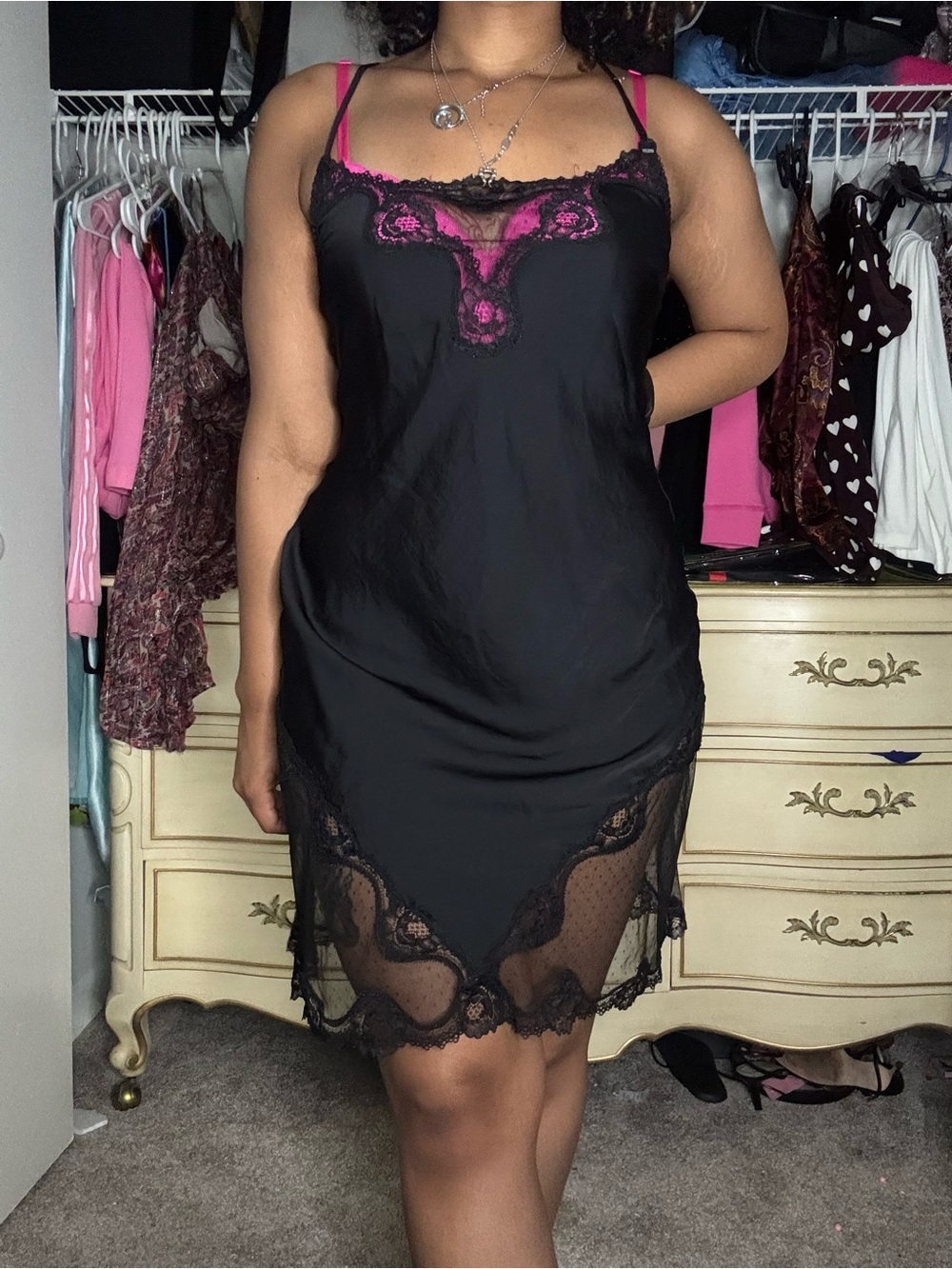 Victoria's Secret Black Satin Chemise